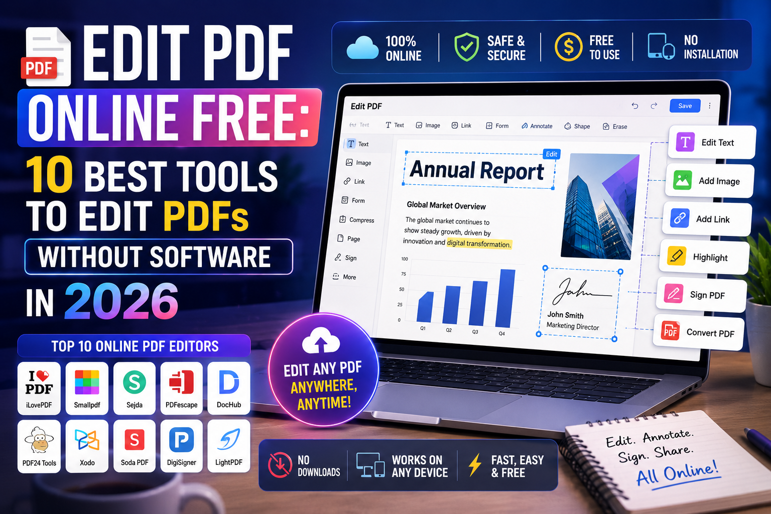 Edit PDF Online Free 10 Best Tools to Edit PDFs Without Software in 2026