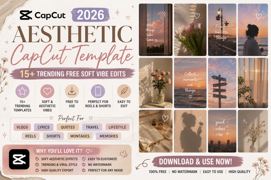 Aesthetic CapCut Template 2026 (15+ Trending Free Soft Vibe Edits) Aesthetic CapCut Template 2026 (15+ Trending Free Soft Vibe Edits)