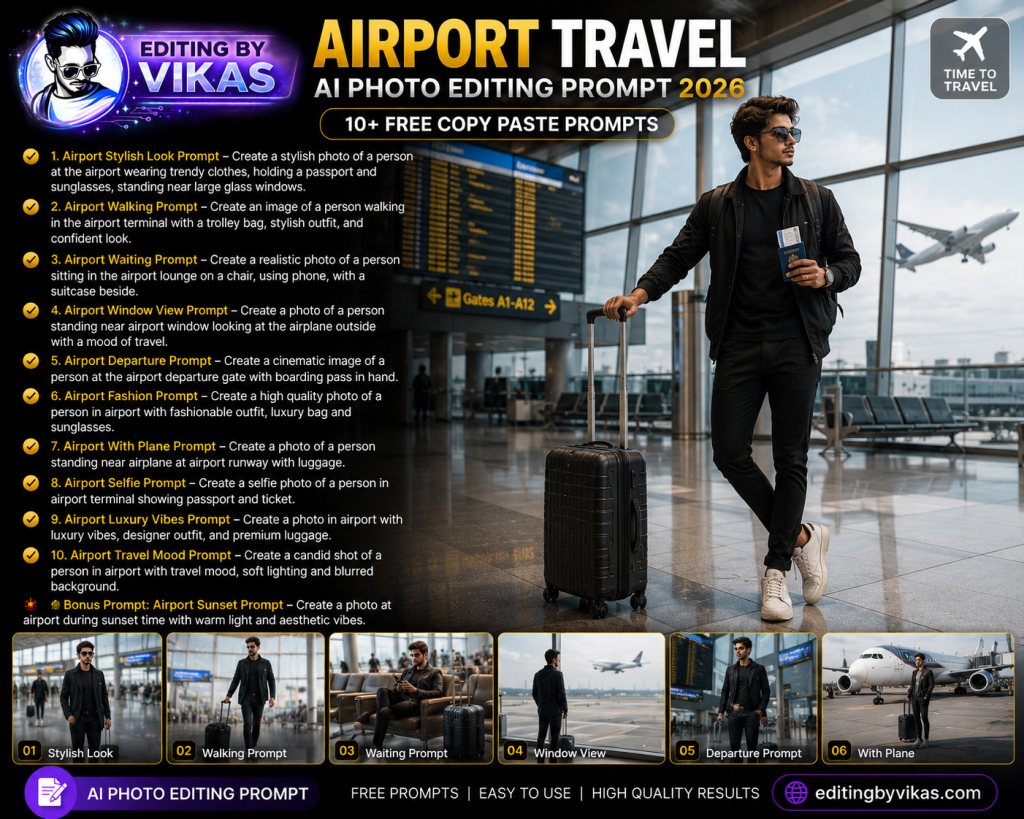 Airport Travel AI Photo Editing Prompt 2026 (10+ Free Copy Paste)
