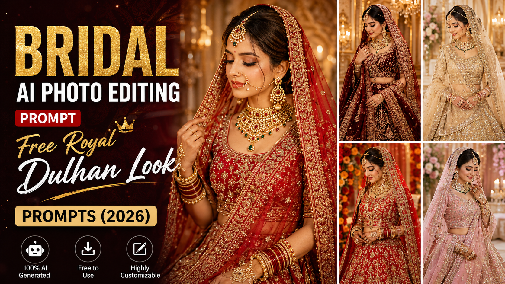 Bridal AI Photo Editing Prompt Free Royal Dulhan Look Prompts (2026)