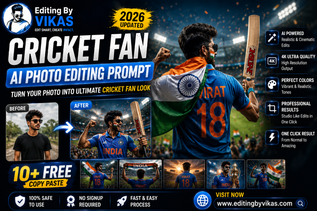Cricket Fan AI Photo Editing Prompt 2026 (10+ Free Copy Paste)