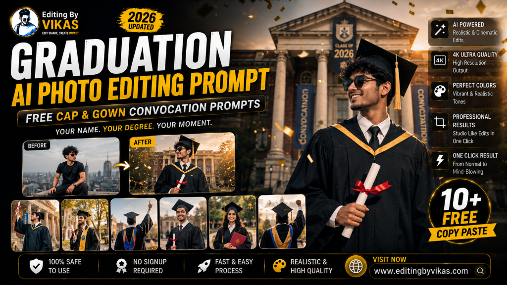 Graduation AI Photo Editing Prompt Free Cap & Gown Convocation Prompts