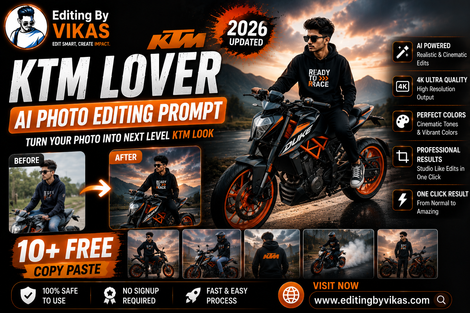 KTM Lover AI Photo Editing Prompt 2026 (10+ Free Copy Paste)