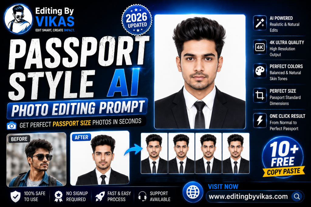 Passport Style AI Photo Editing Prompt 2026 (10+ Free Copy Paste)